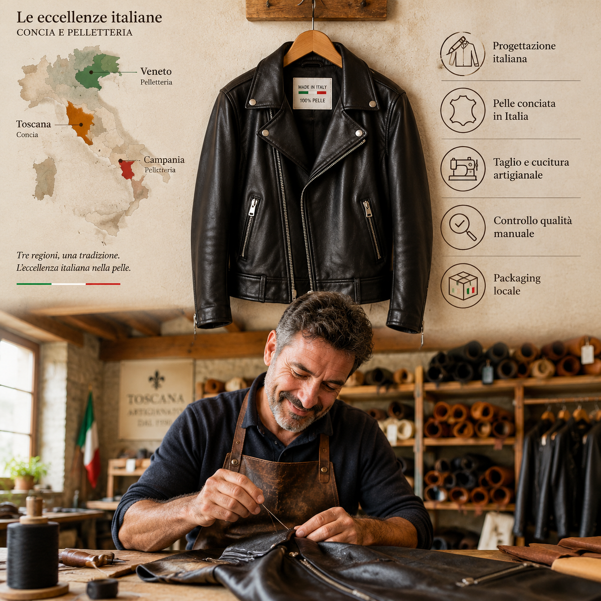 Giacca di pelle Made in Italy: cosa significa davvero