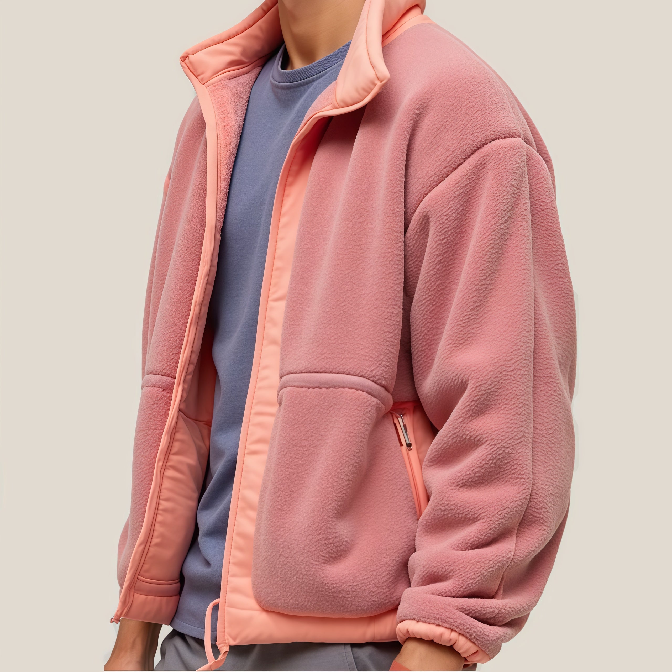 Warmth and Pop Style: The "Pastel Power" Fleece Jacket