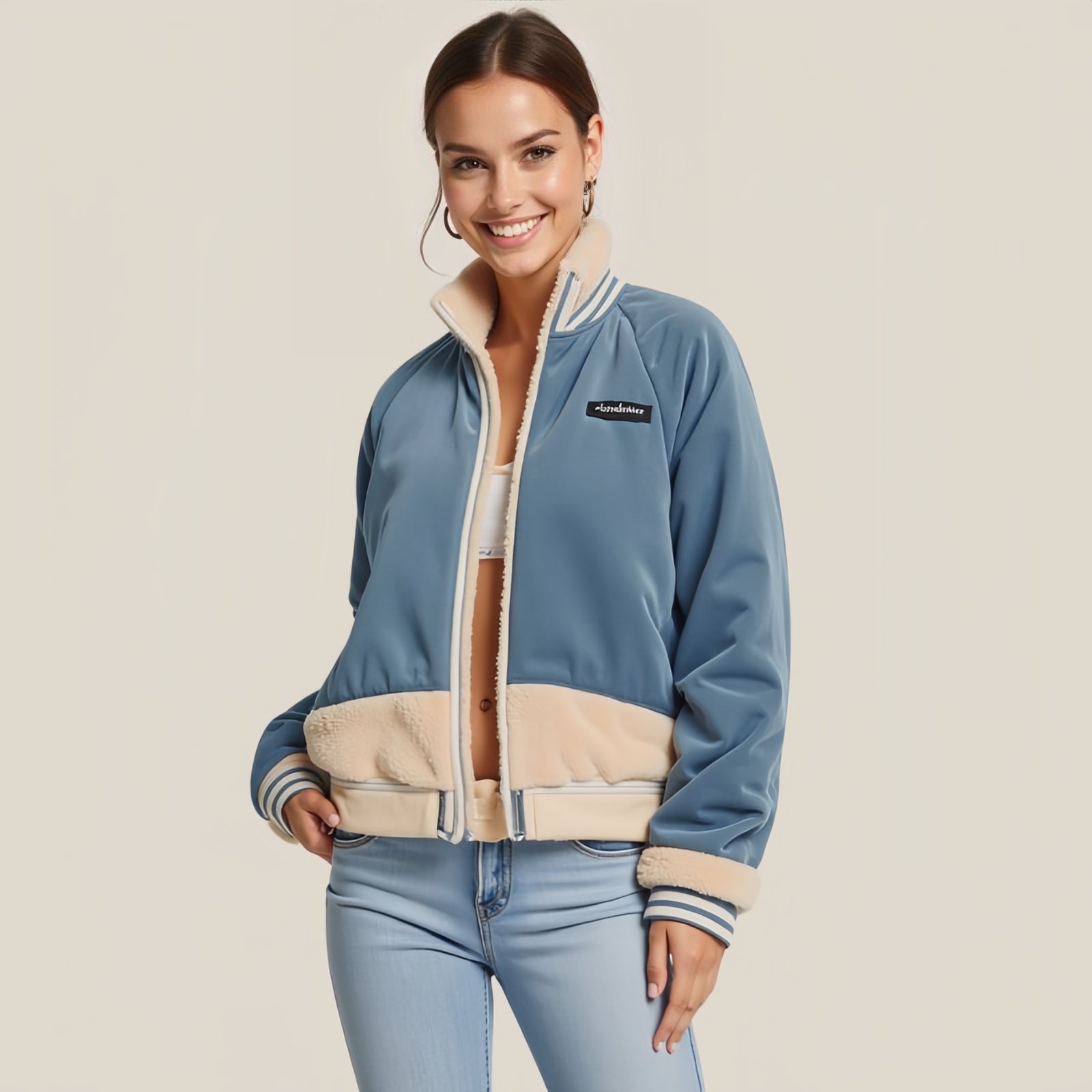 Cozy-Luxe Bomber Jacket: Tactile Elegance and Snug Comfort