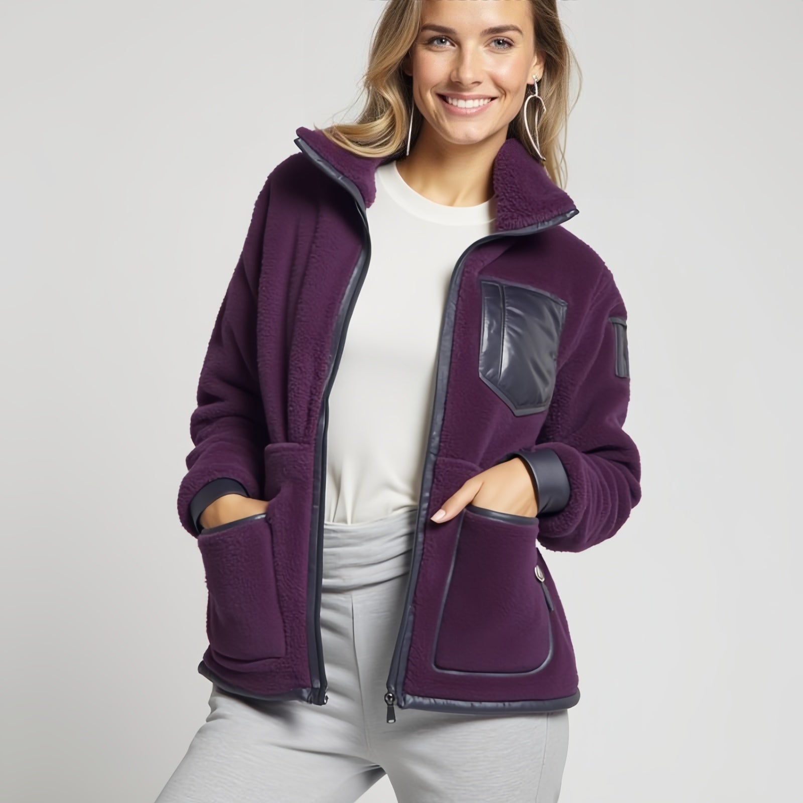 Elevate your style with the Plum Elegance Fleece Jacket