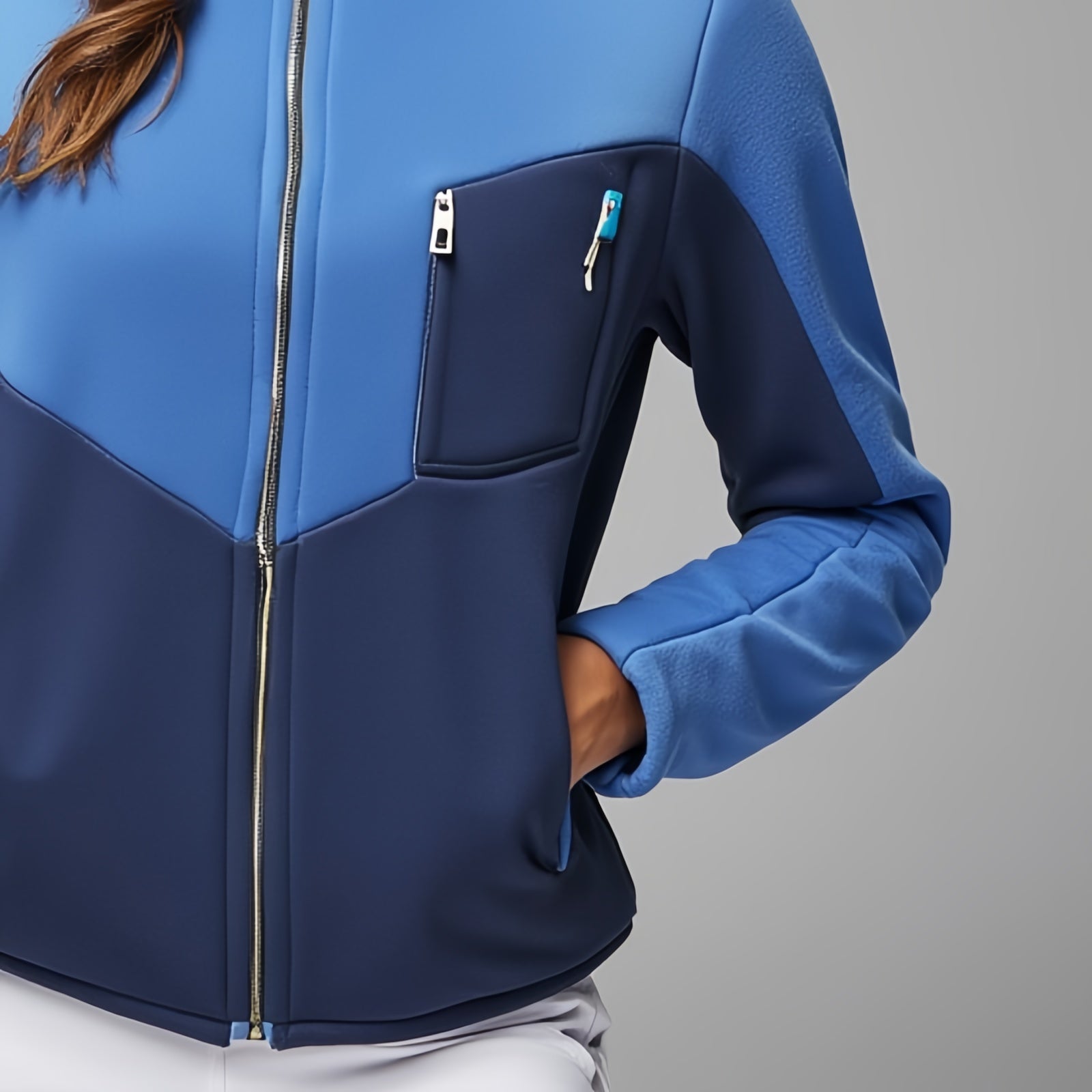 Dark Blue and Electric Blue Fleece Jacket - Distinctive Style and Snug Comfort