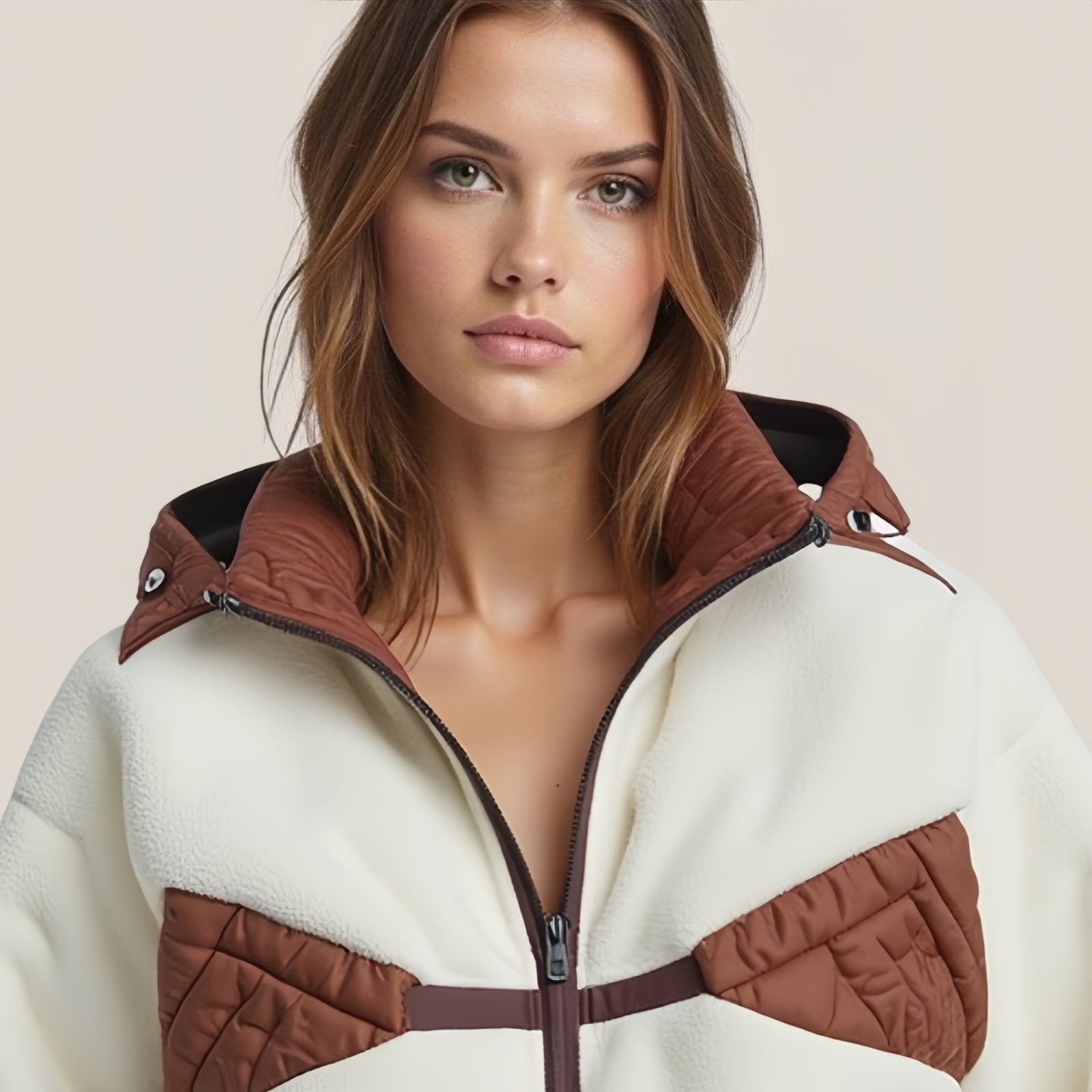 Glacier Patch – Cream White Jacket with Quilted Inserts and Technical Hood