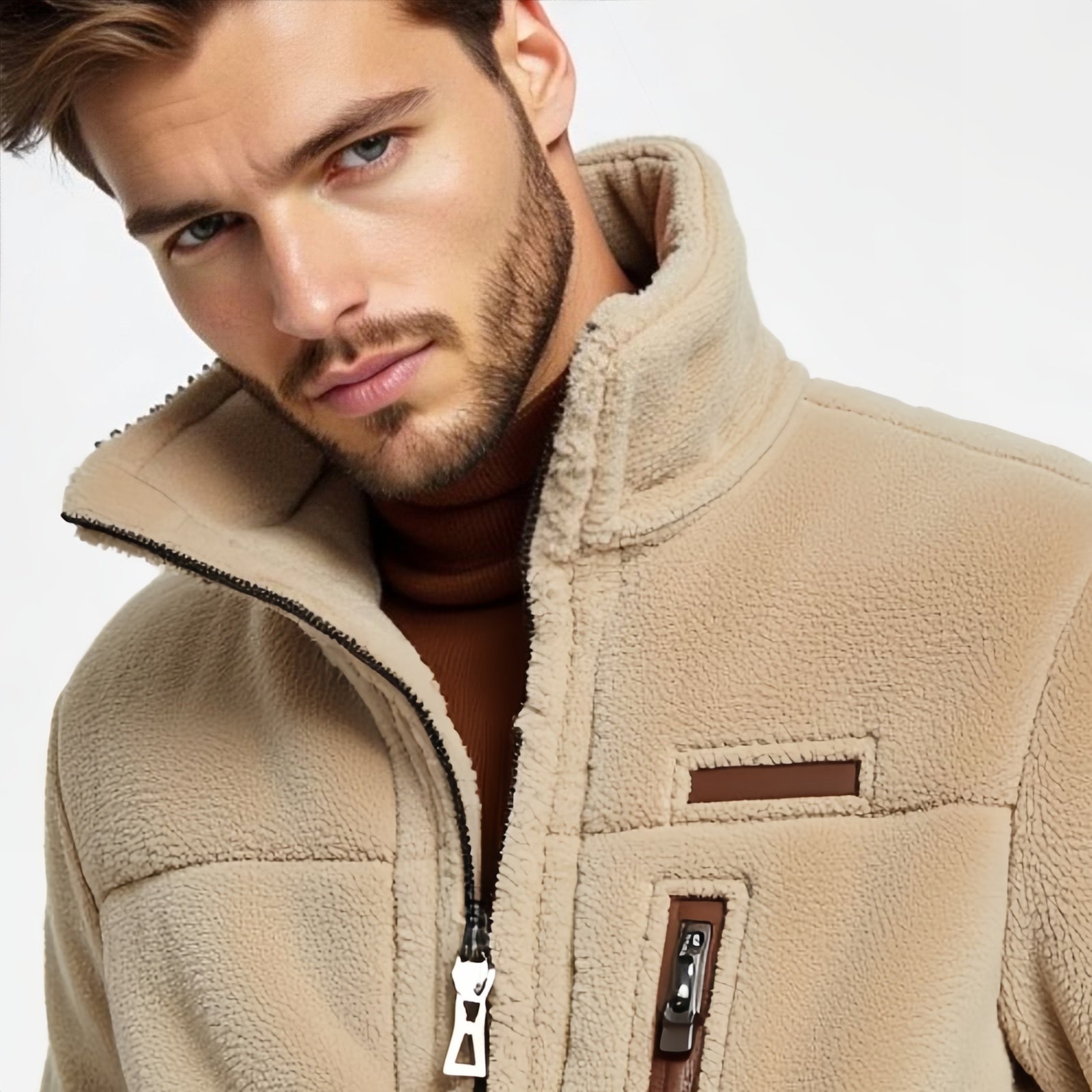 Field Tech – Beige Technical Jacket with Utility Details and Functional Cut
