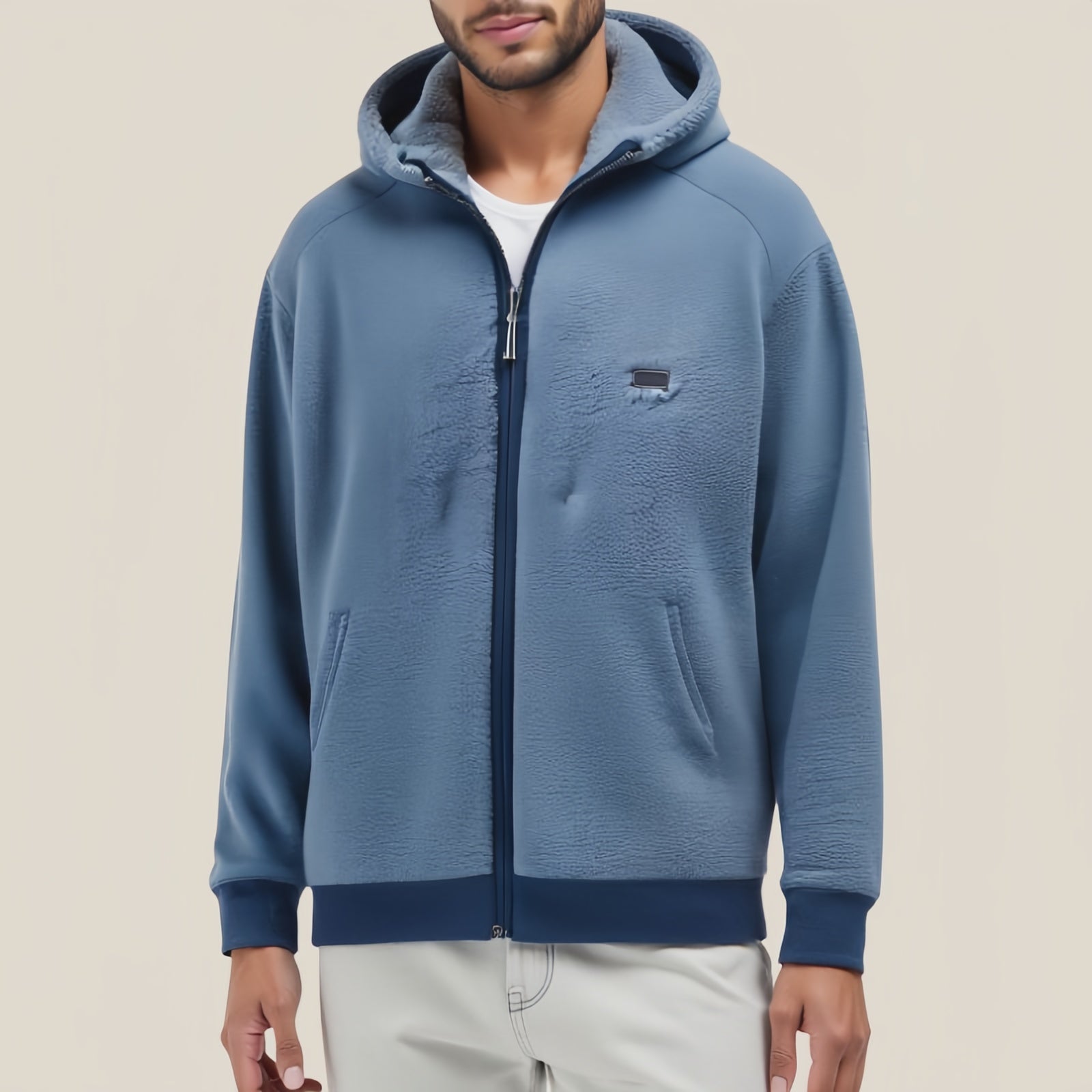Navy Draft – Blue Hoodie with Minimal Logo and Front Pockets