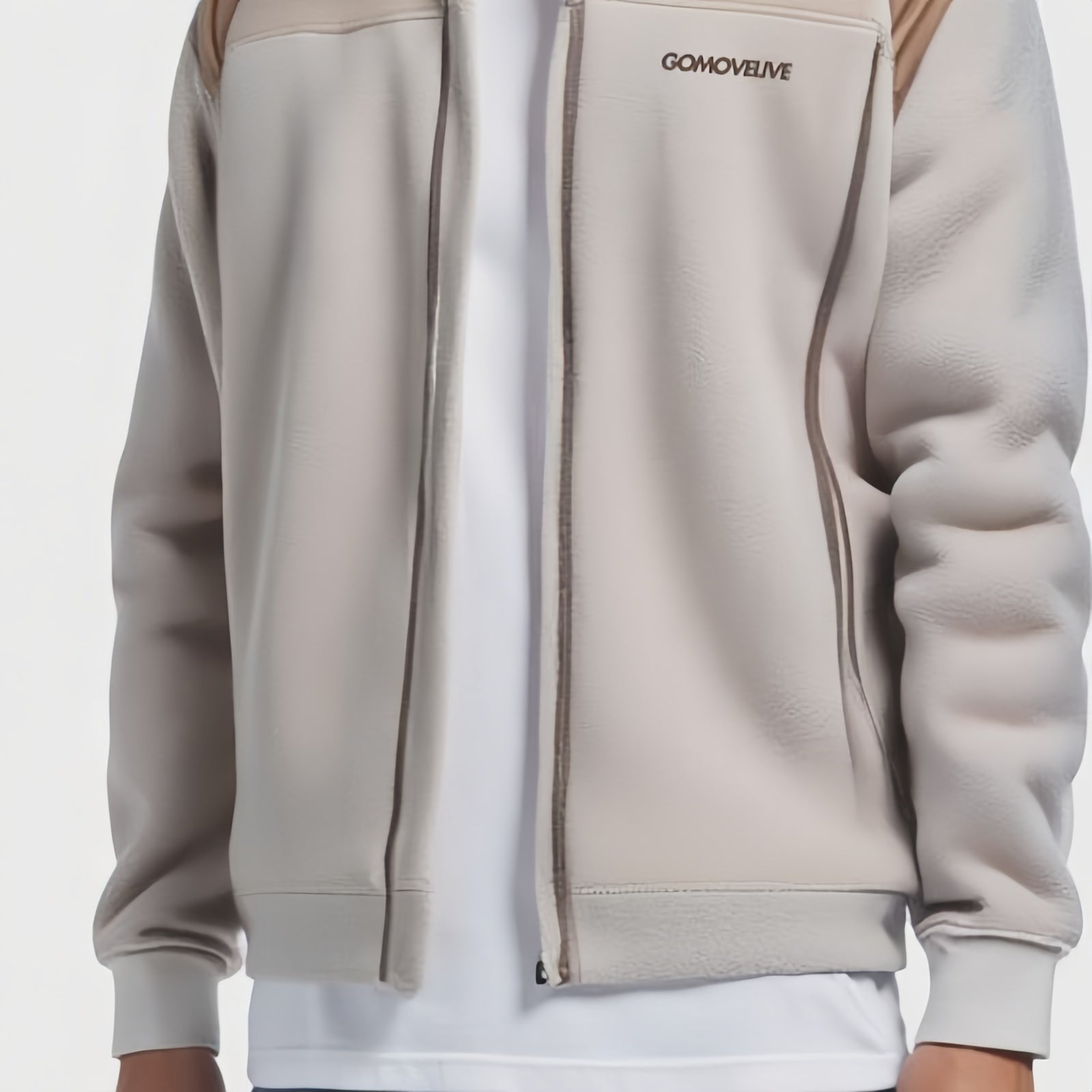 Stone Range – Giacca Zip-Up Beige con Spalle Rinforzate e Collo Alto