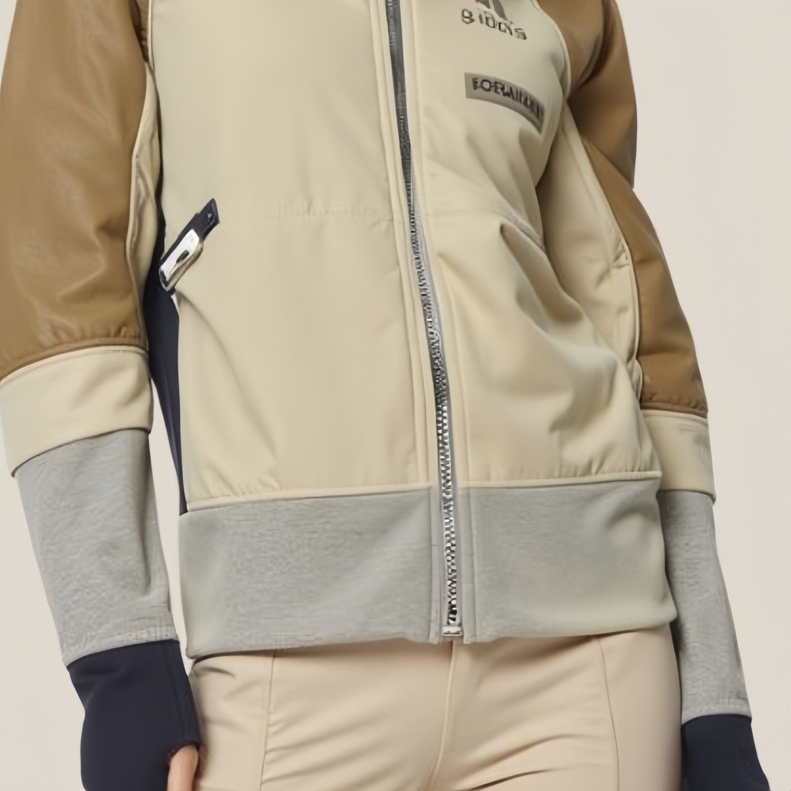 Canyon Dual – Beige Jacket with Brown Panel and “8 Days for Audien” Logo