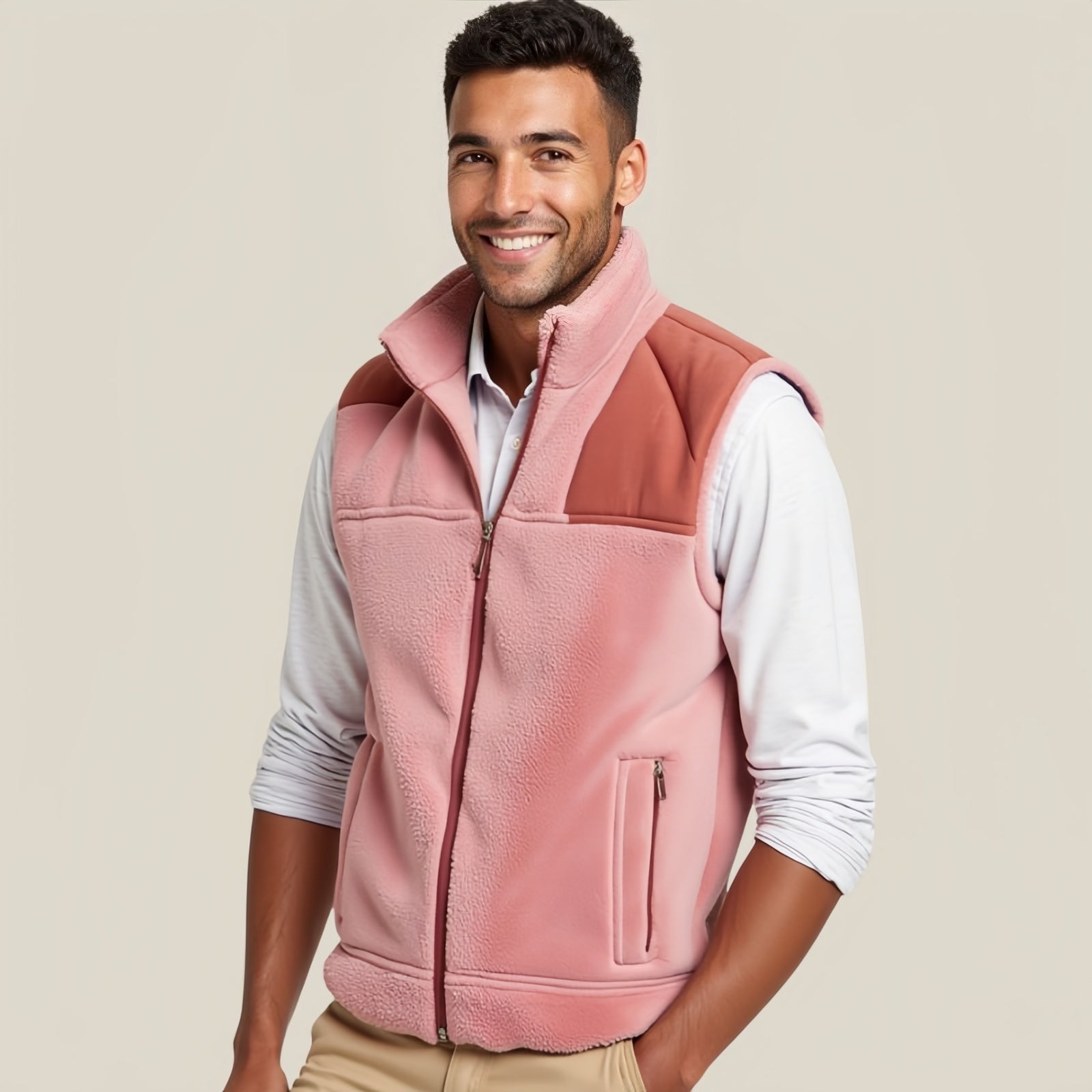 Summit Seeker Fleece – Giacca Tecnica Rosa Cipria con Spalle a Contrasto e Zip Frontale