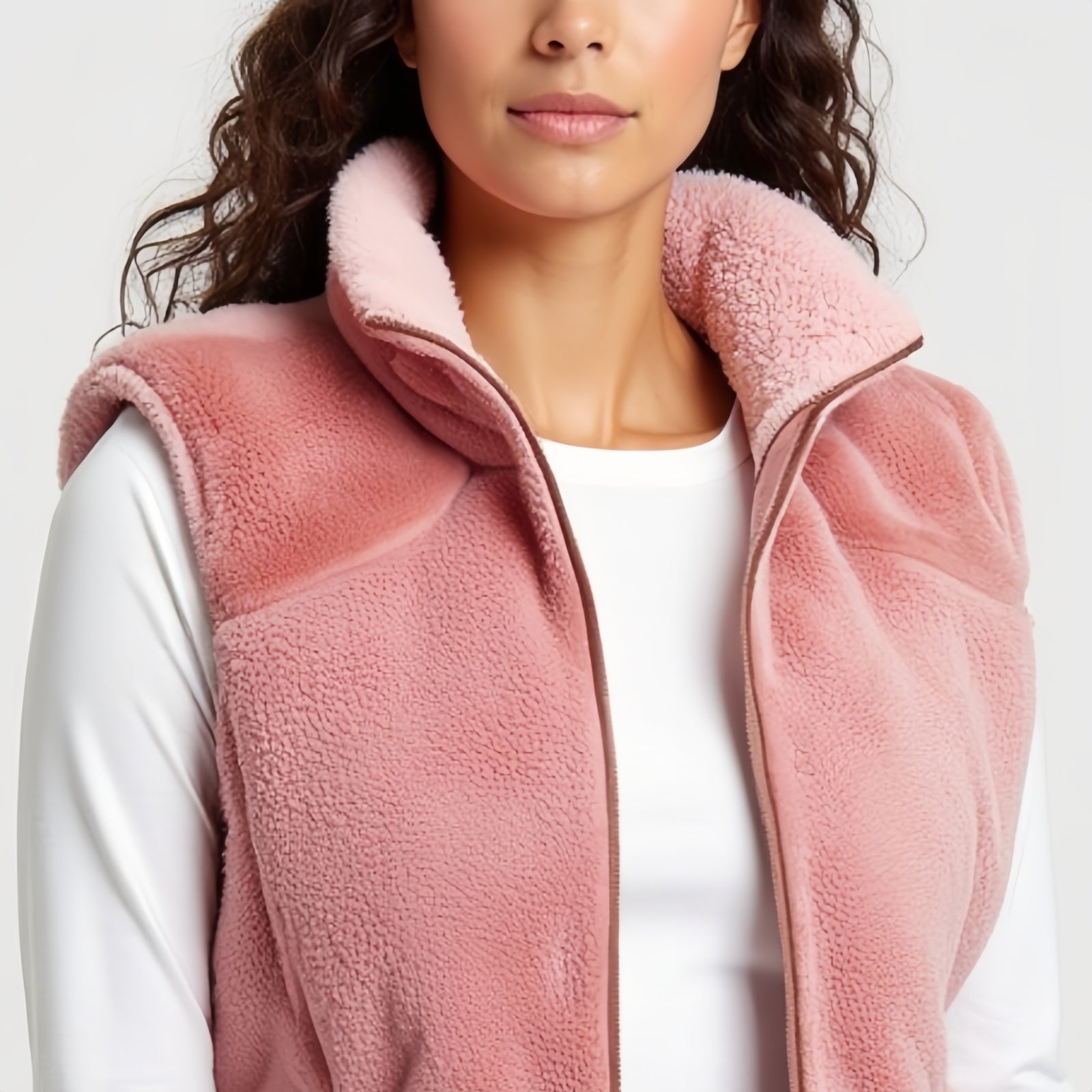 Evergreen Quarter-Zip Pullover – Powder Pink Technical Sweatshirt with High Neck and Front Zip