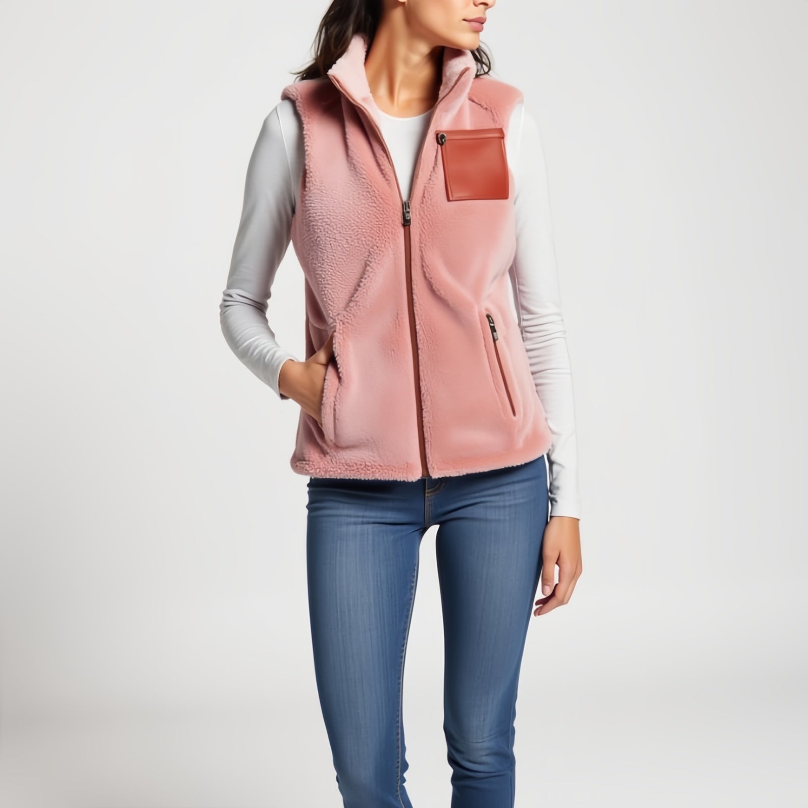 Evergreen Quarter-Zip Pullover – Powder Pink Technical Sweatshirt with High Neck and Front Zip