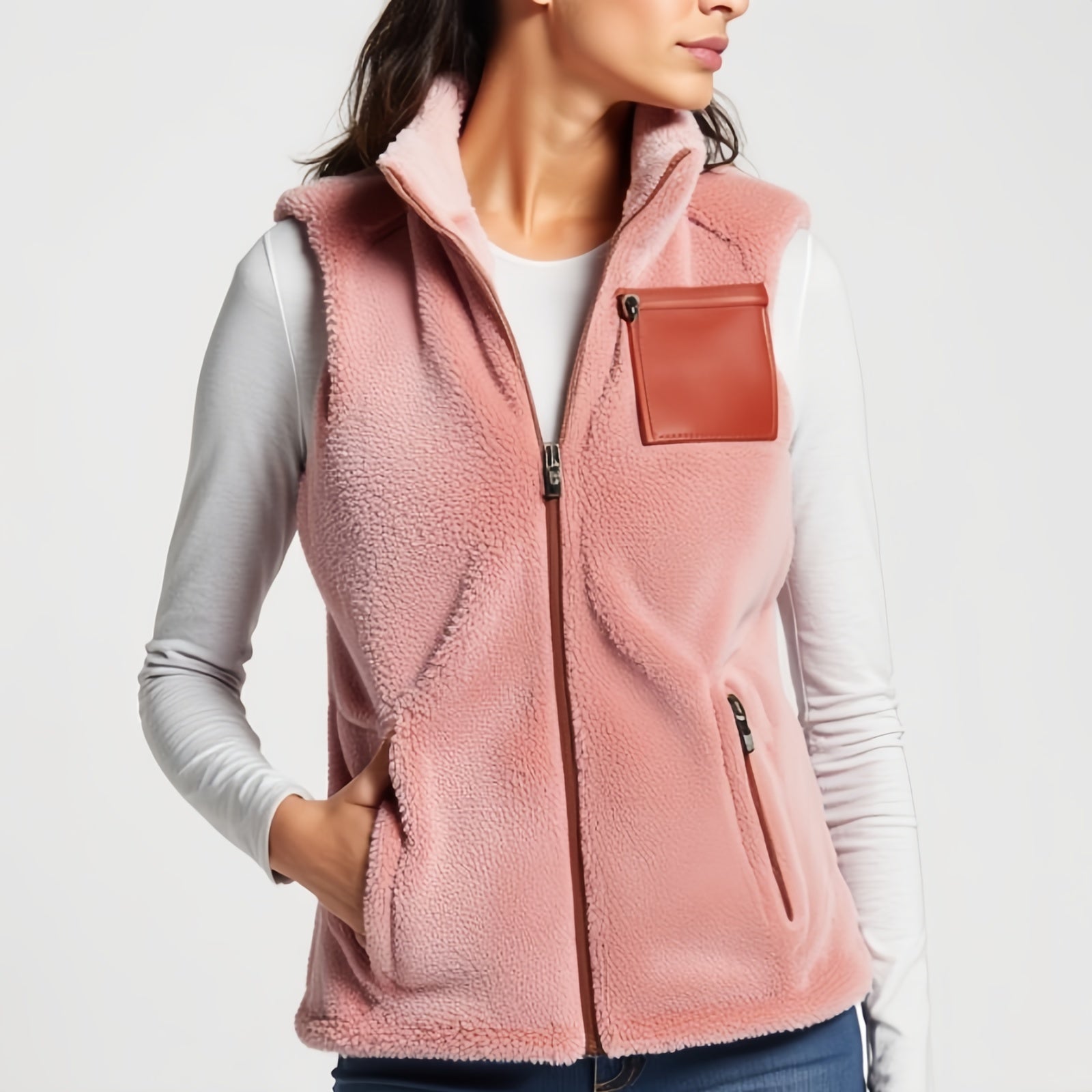Evergreen Quarter-Zip Pullover – Powder Pink Technical Sweatshirt with High Neck and Front Zip