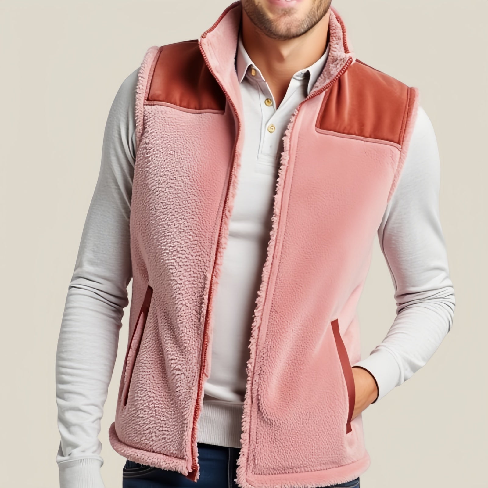 Summit Seeker Fleece – Powder Pink Technical Jacket with Contrast Shoulders and Front Zip