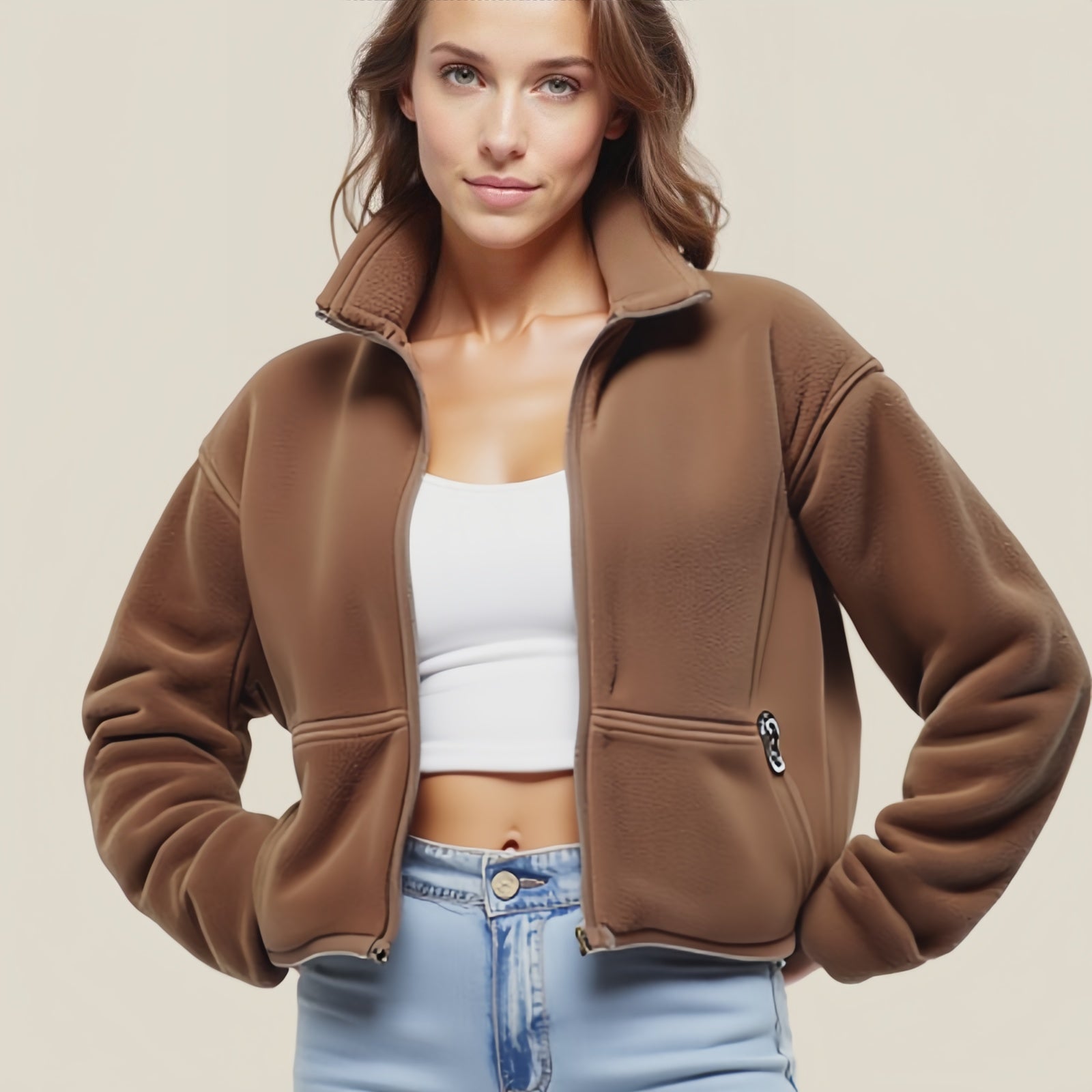 Minimal warmth – mocha fleece jacket