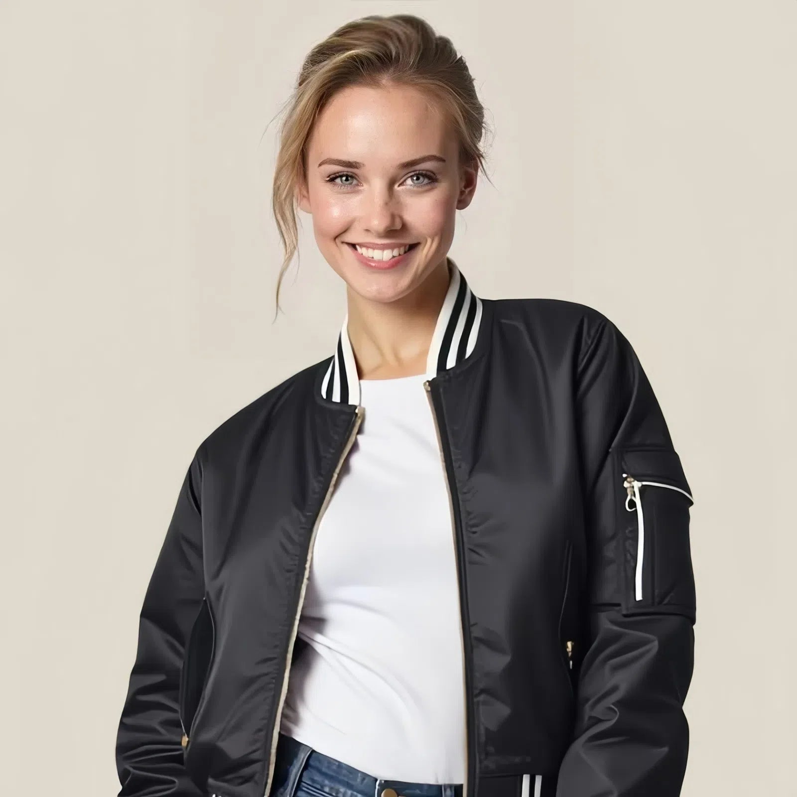 "Varsity Glam" Bomber Jacket: Sporty Elegance and Iconic Details