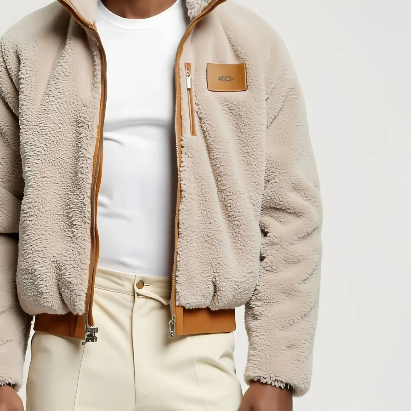 Elevate your casual style with the Deluxe Teddy Bomber Jacket