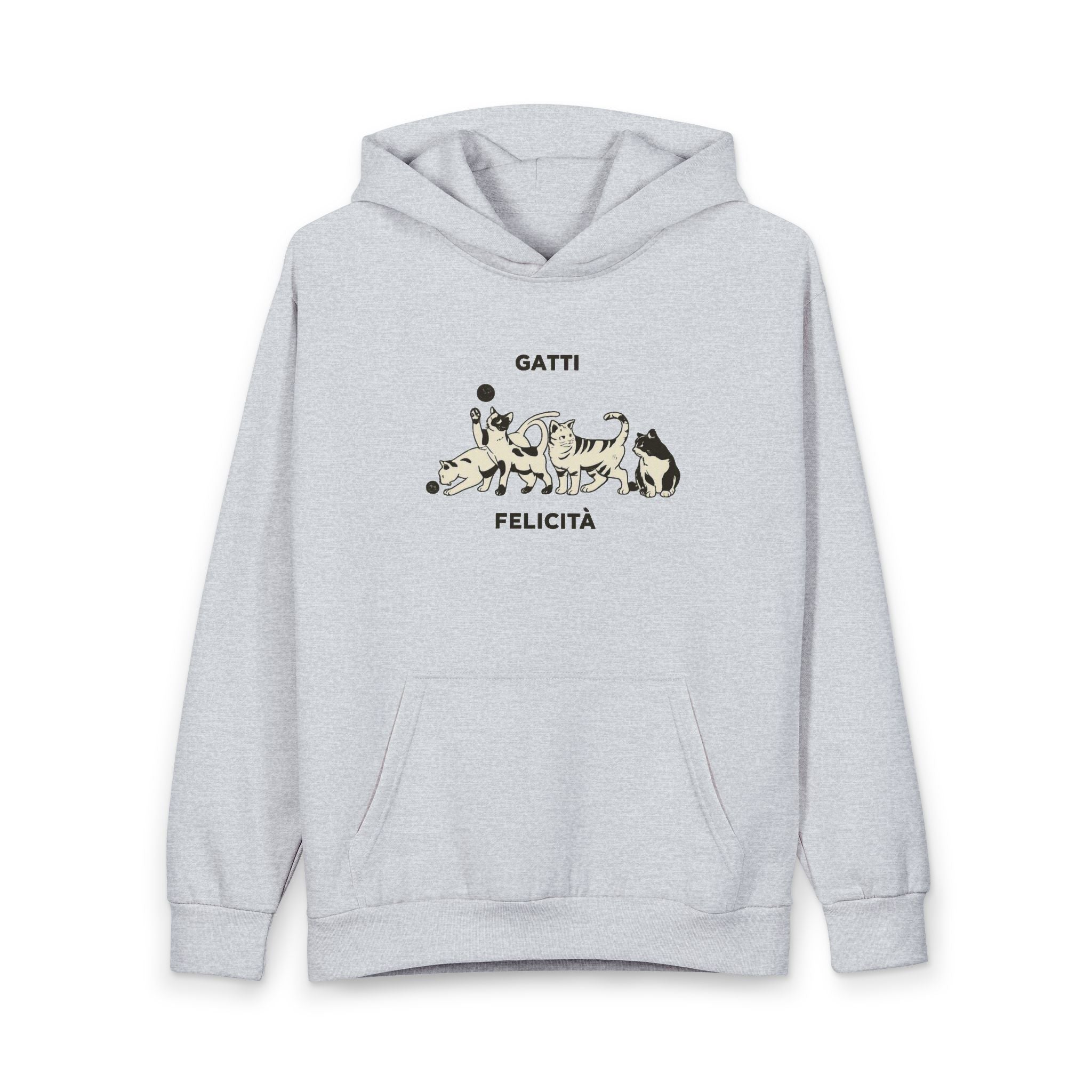 Dog Pack Graphic Hoodie — "Gatti Felicità" Italian Cat Happiness Pullover