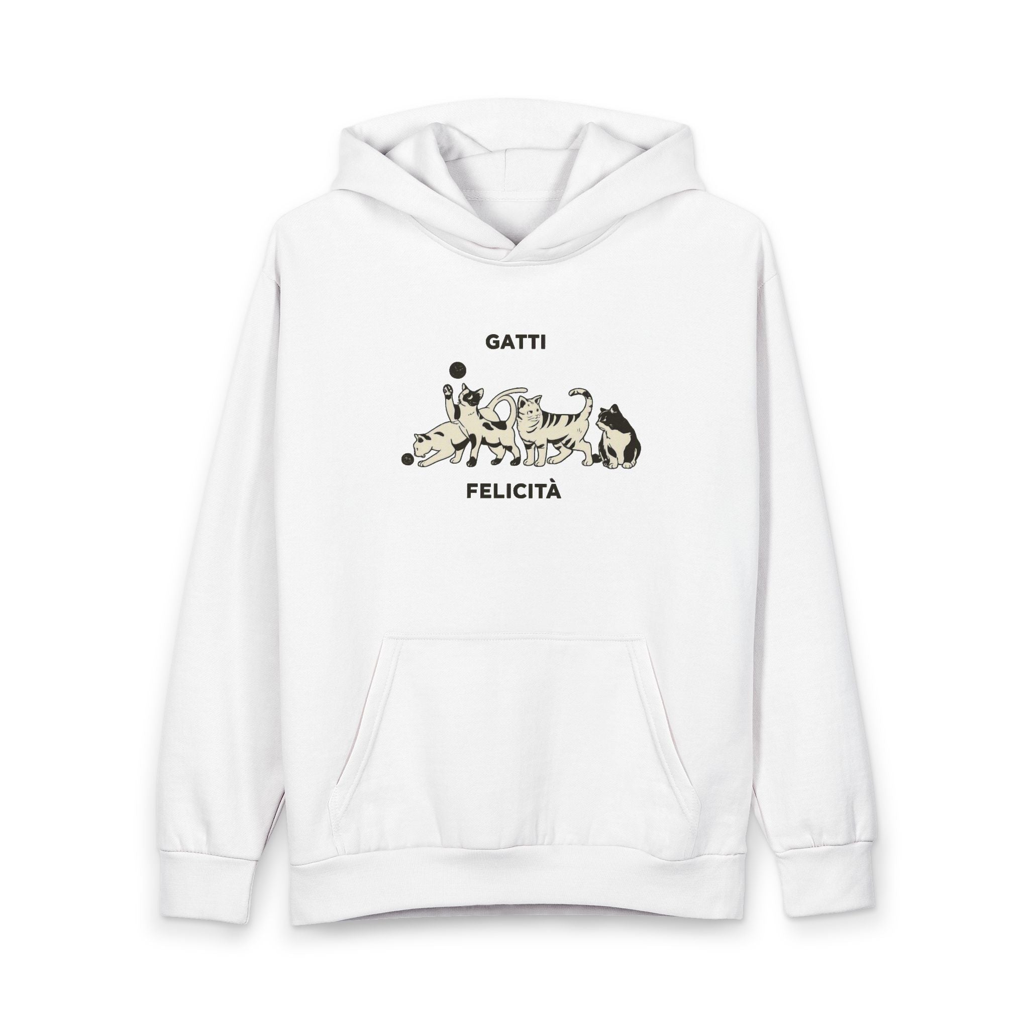 Dog Pack Graphic Hoodie — "Gatti Felicità" Italian Cat Happiness Pullover