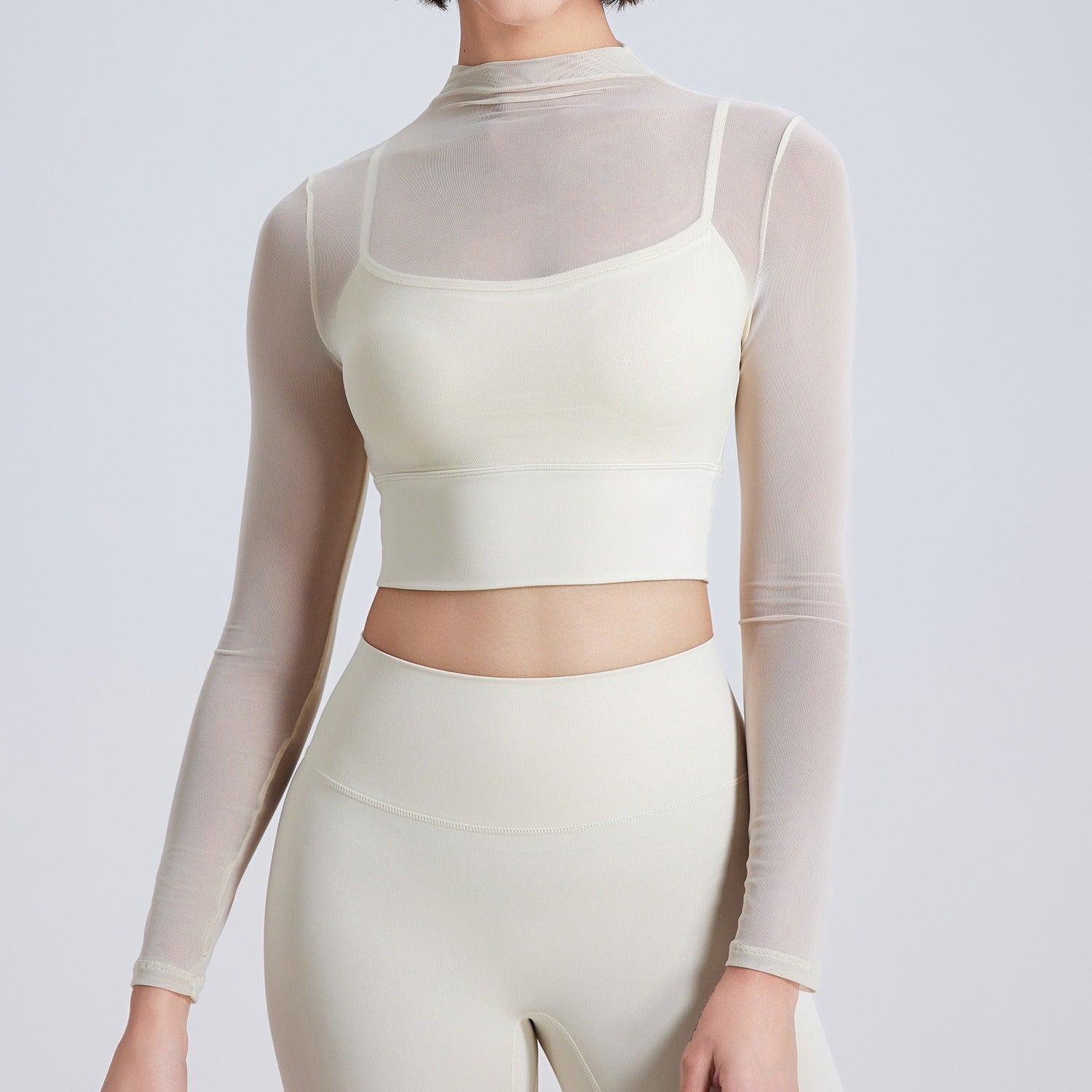 Seduci lo sport – Top Fitness a Maniche Lunghe con Mesh e Coppa Integrata