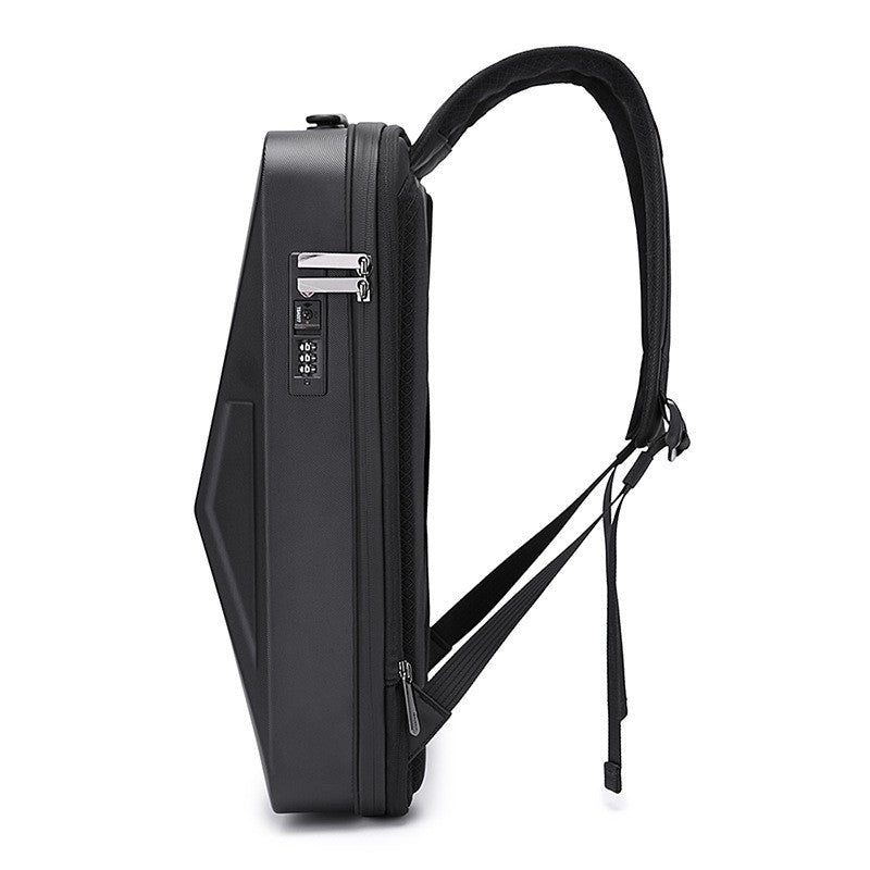 Men's Hard Shell Backpack - Tech Elegance and Total Protection