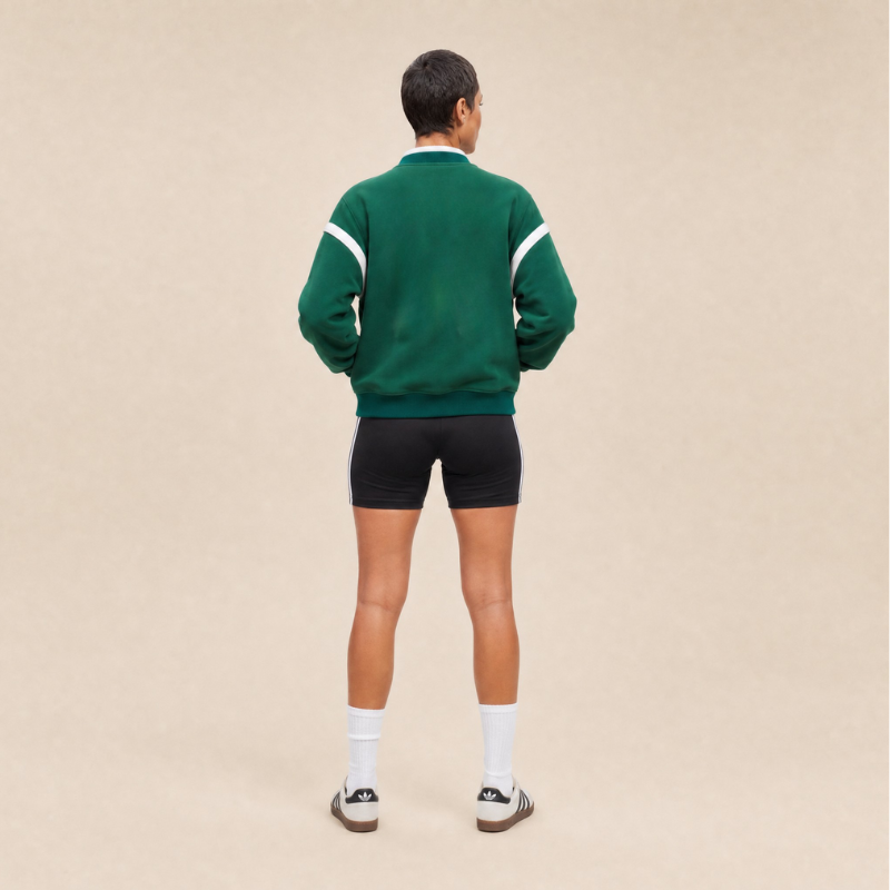 Squad Zip Fleece – Green Varsity Jacket with White Details and Embroidered Number