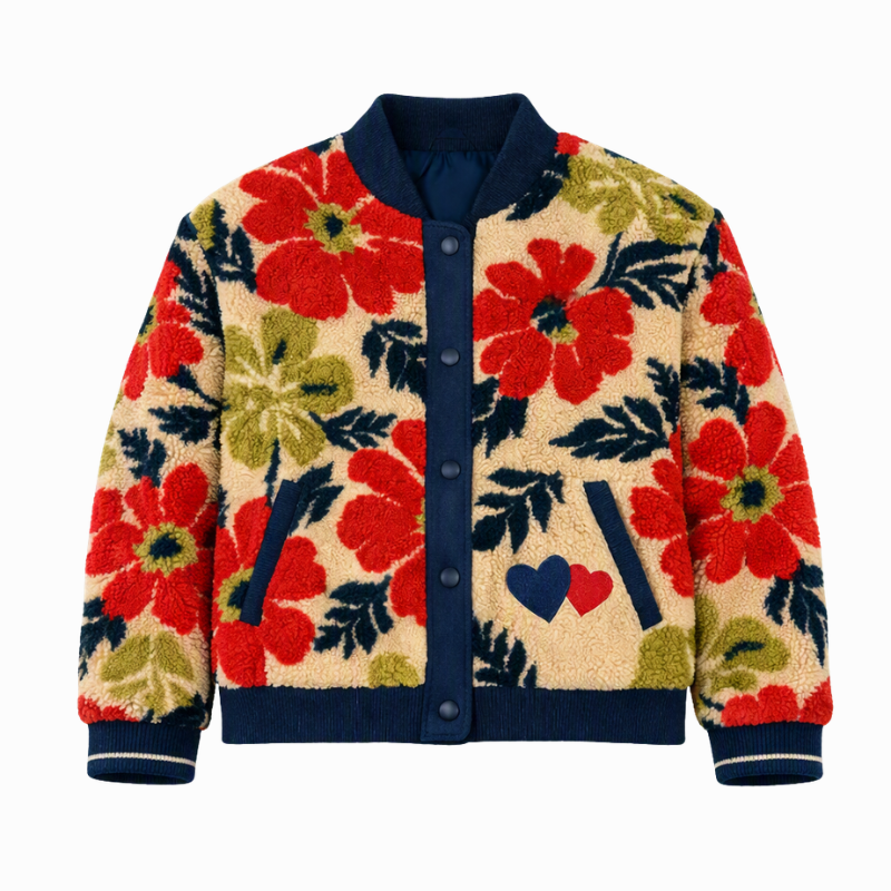 Giacca sherpa floreale