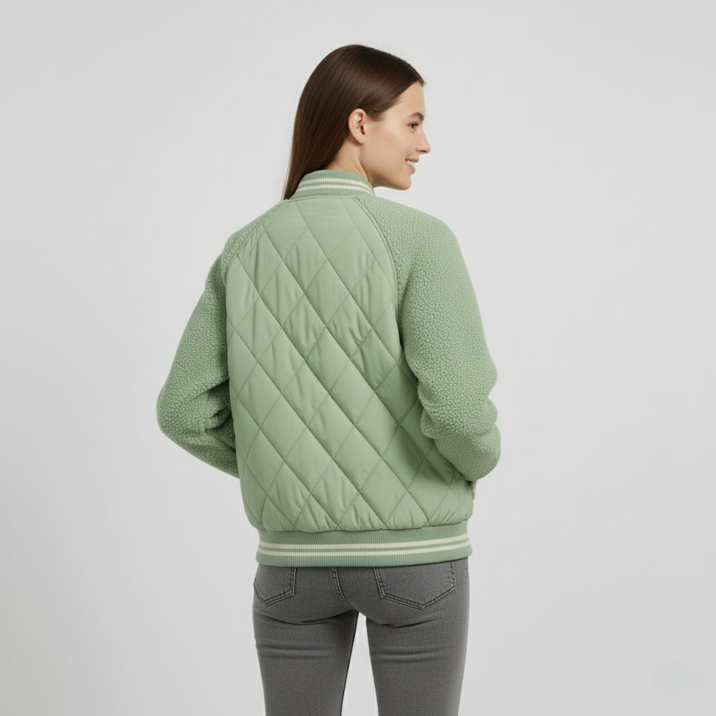 Veste technique en sherpa matelassé « Peau de menthe »