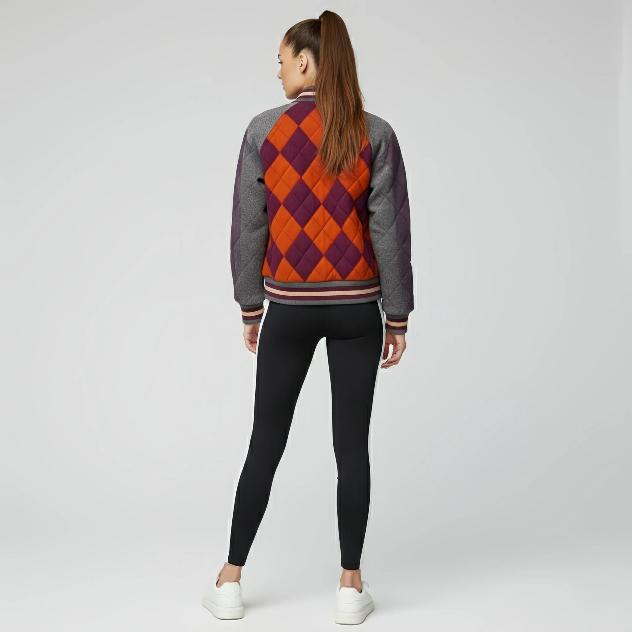 Grid Impact Varsity — Giacca Trapuntata Multicolore con Ricamo Iconico