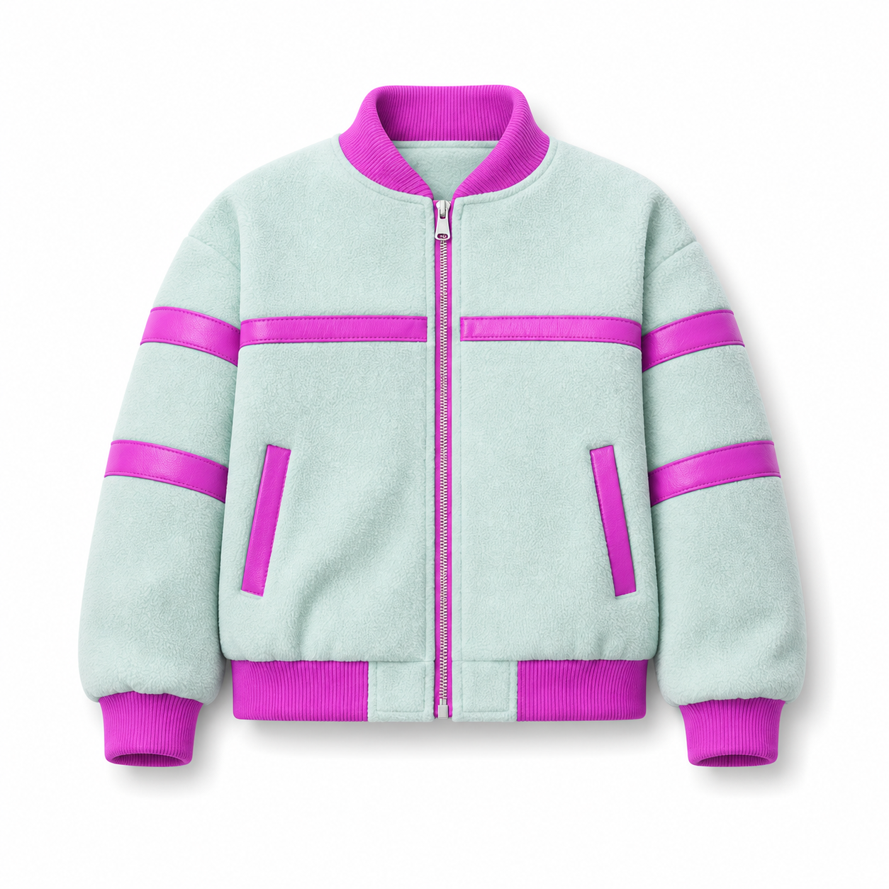 Giacca Pile Tecnico e Pelle Rosa