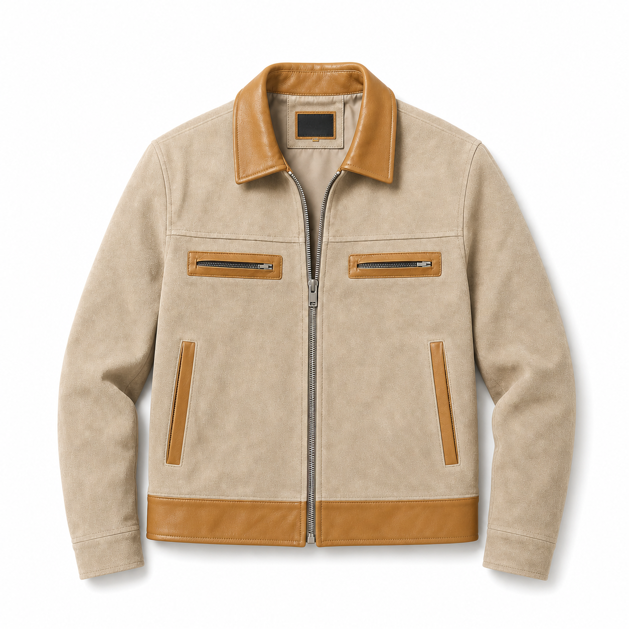 Giacca in Cotone Canvas e Pelle Bovina