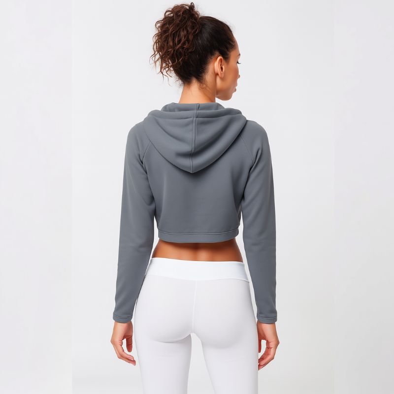 Urban Pulse – Cropped Zip-Up Hoodie in Mist Grey