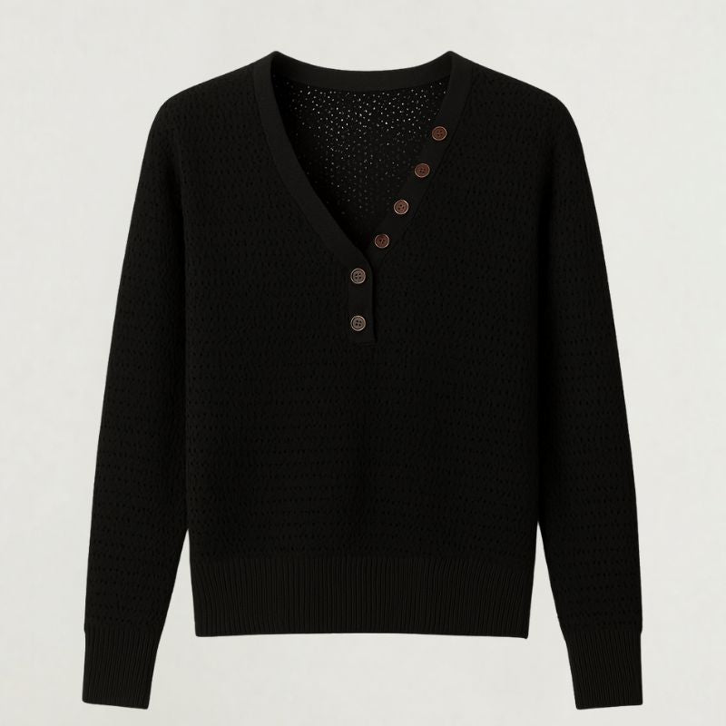 Intramontabile Eleganza – Maglia Henley in maglia traforata