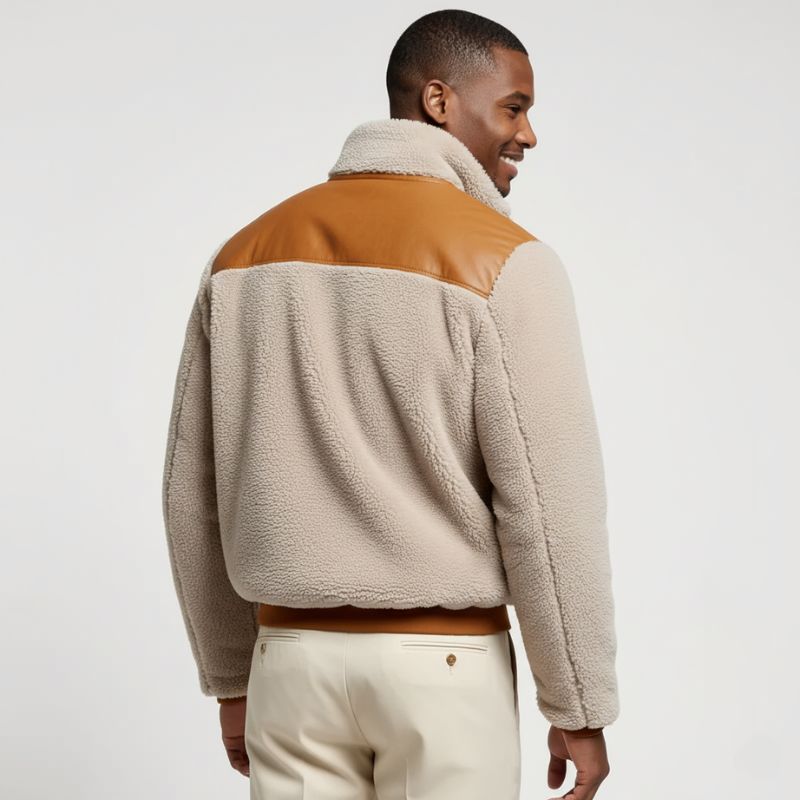 Elevate your casual style with the Deluxe Teddy Bomber Jacket