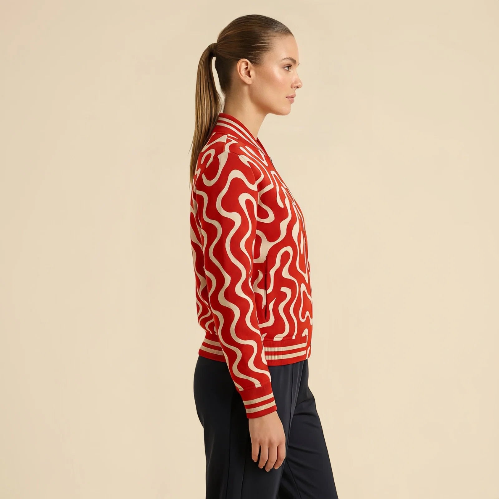 Waveform Zip — Giacca Sportiva Grafica in Maglia Tecnica