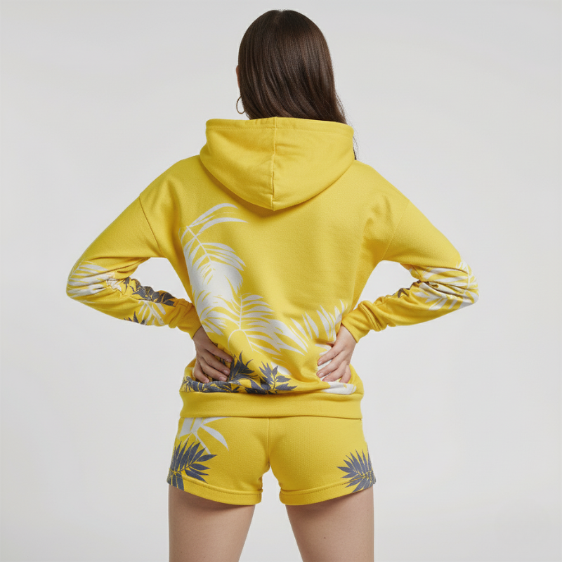 Tropic Blaze – Set Felpa con Cappuccio e Pantaloncini Coordinati con Pattern