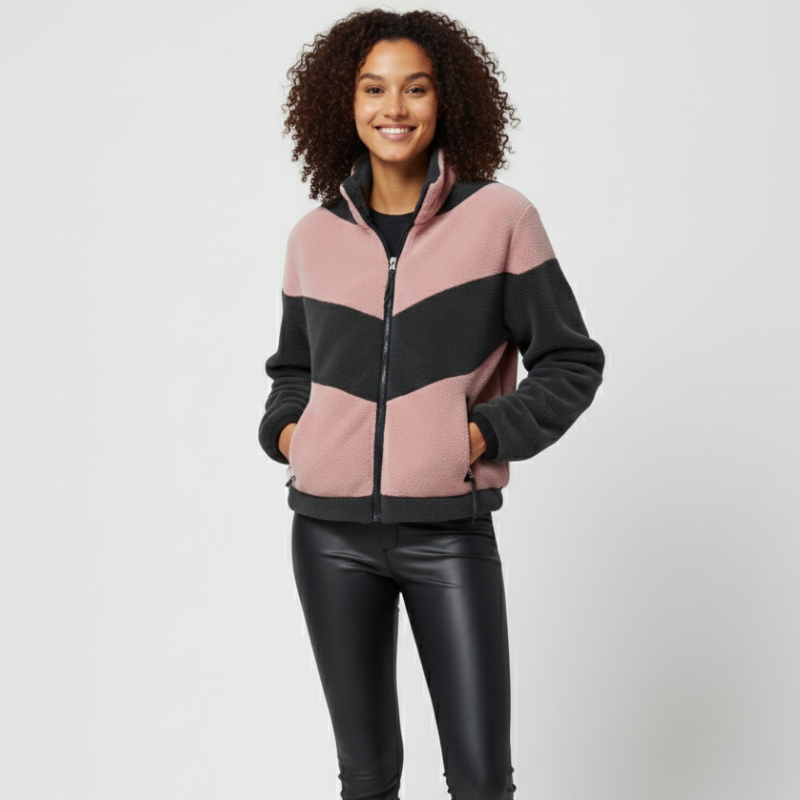 Elevate your casual style with the Charm Striped Fleece Jacket