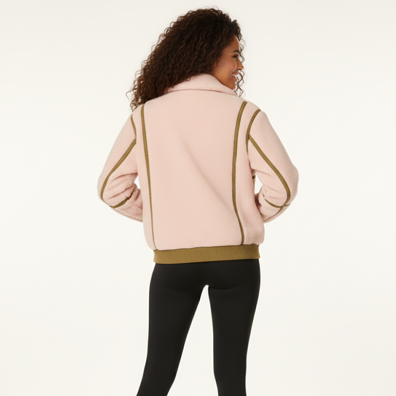 Blush Terrain Sherpa — Giacca Sportiva in Pile con Dettagli a Contrasto