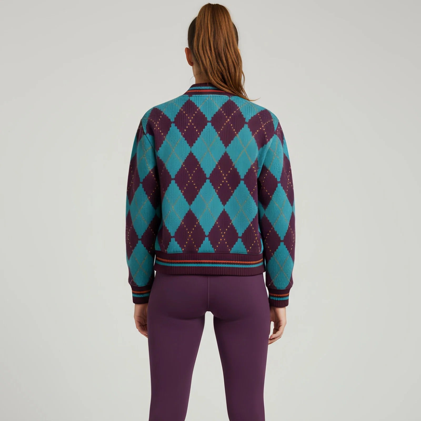 blouson aviateur universitaire en maille jacquard