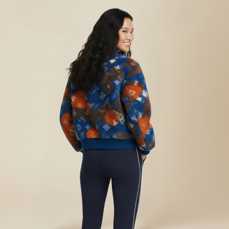 Aurora Shag – Abstract Tie-Dye Sporty Bomber Jacket