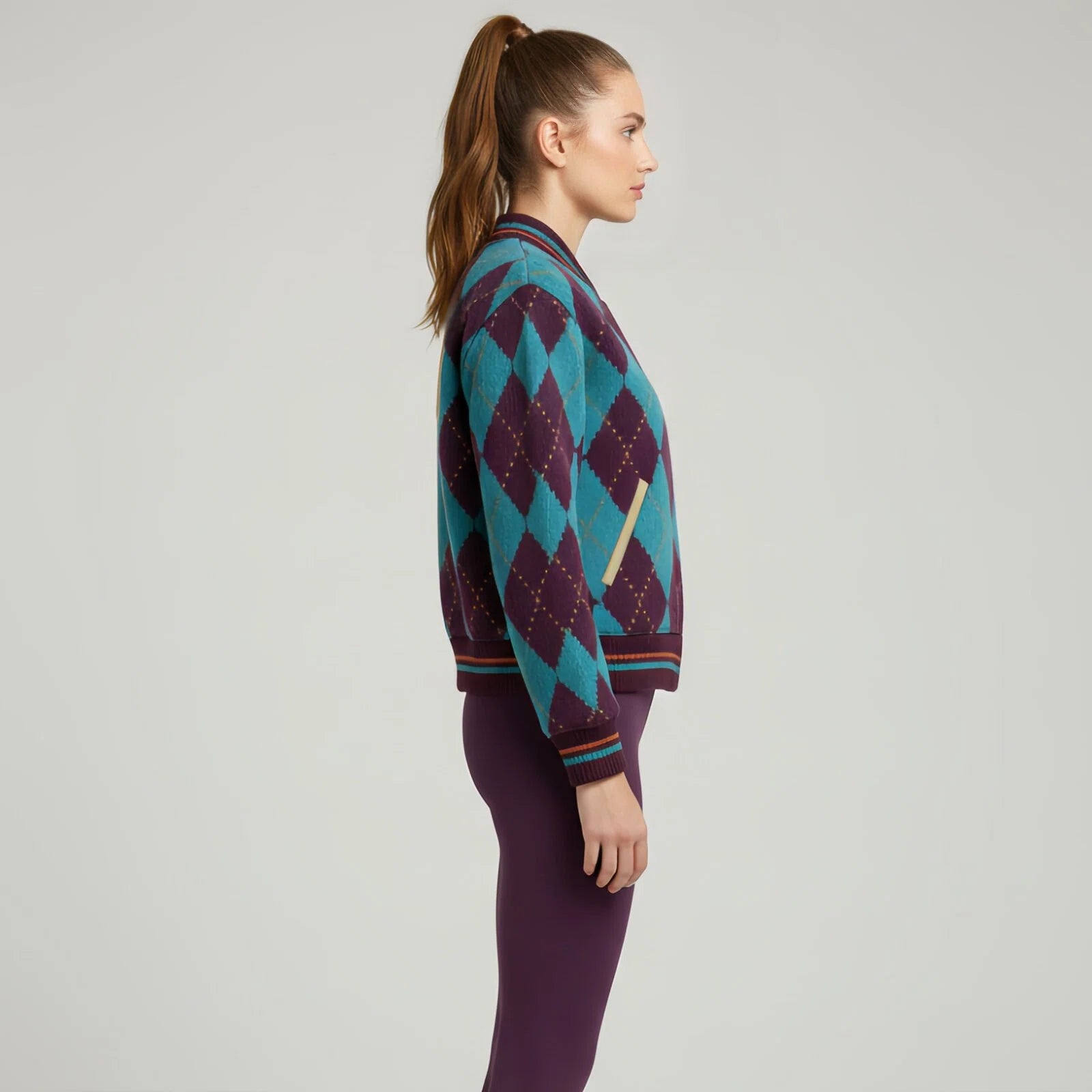 Giacca bomber varsity in maglia jacquard