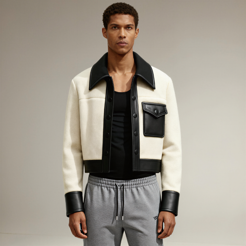 Urban Contrast – Giacca in pelle e tessuto tecnico