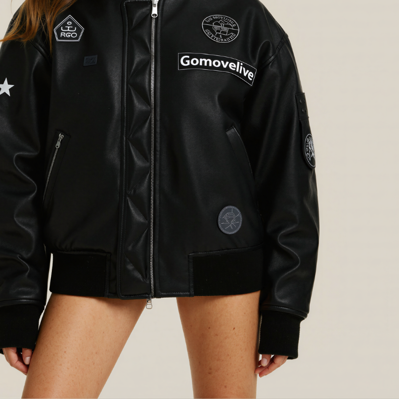 Urban Rebel – Bomber in Pelle Sintetica con Patch