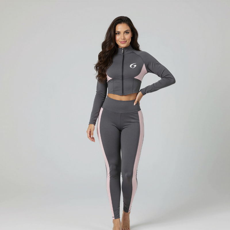 « Vague Graphite » — Veste courte + Leggings sculptants