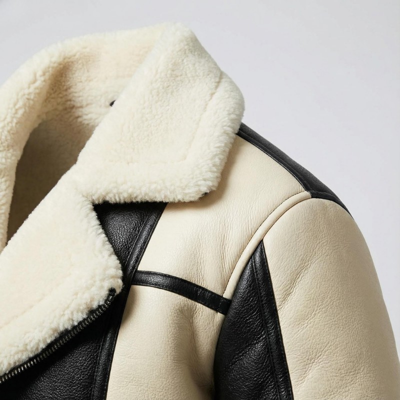 "Checkmate Shearling" – Warm geometry, dominant style