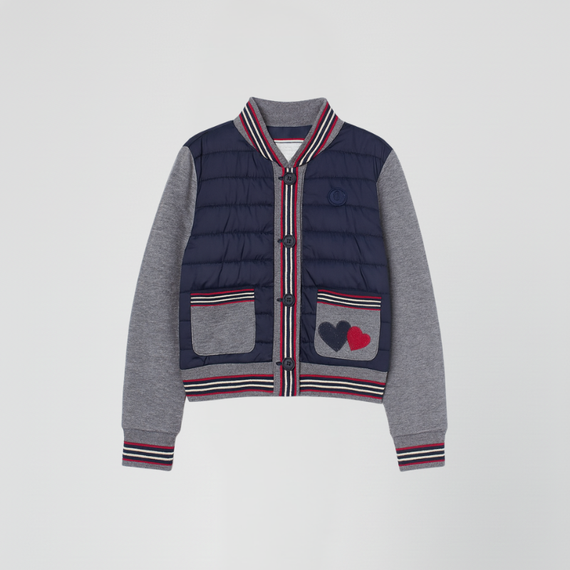Heartline Bomber — Giacca Bambino Trapuntata con Dettagli Grafici
