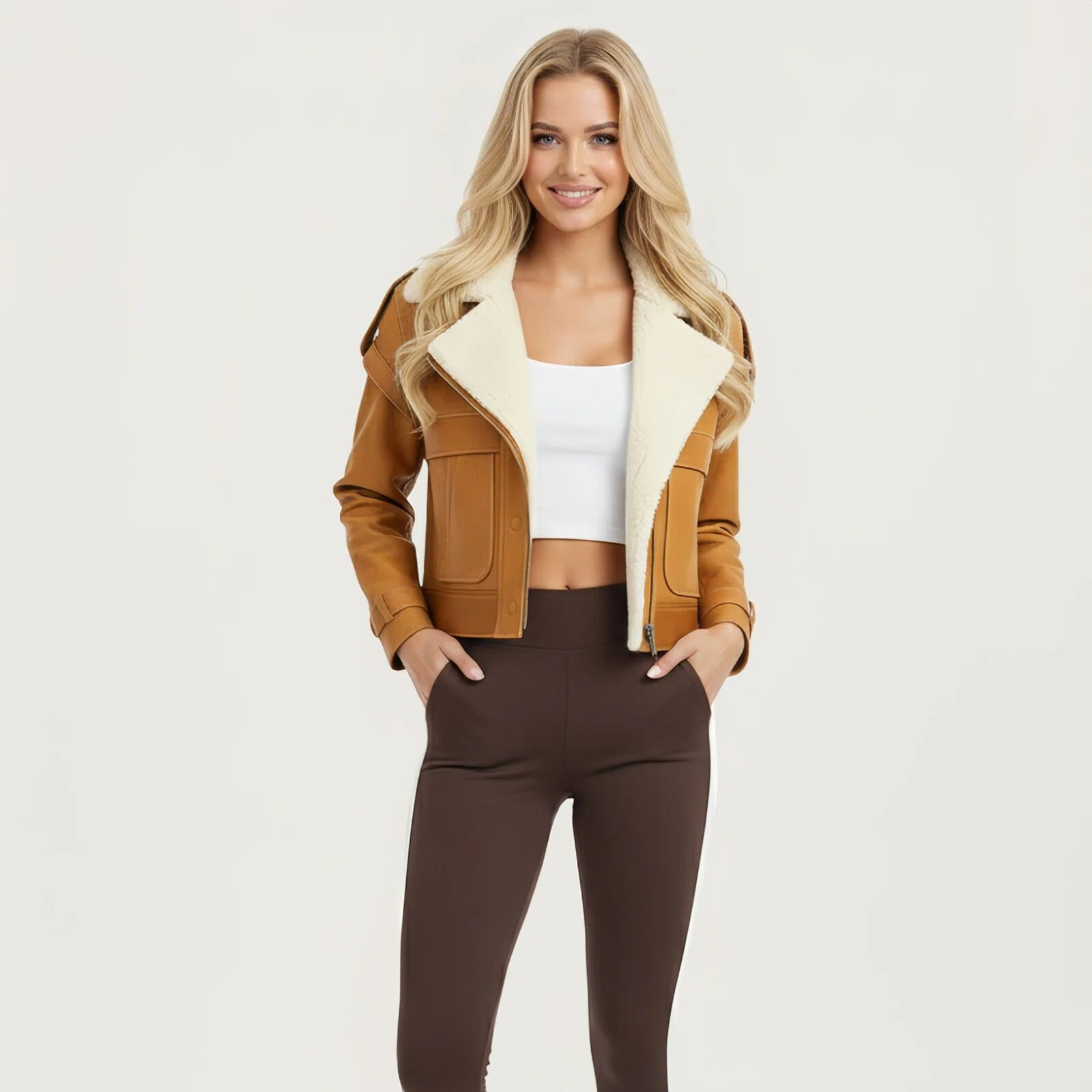 “Altitude Belted” – Shearling aviator in suede leather