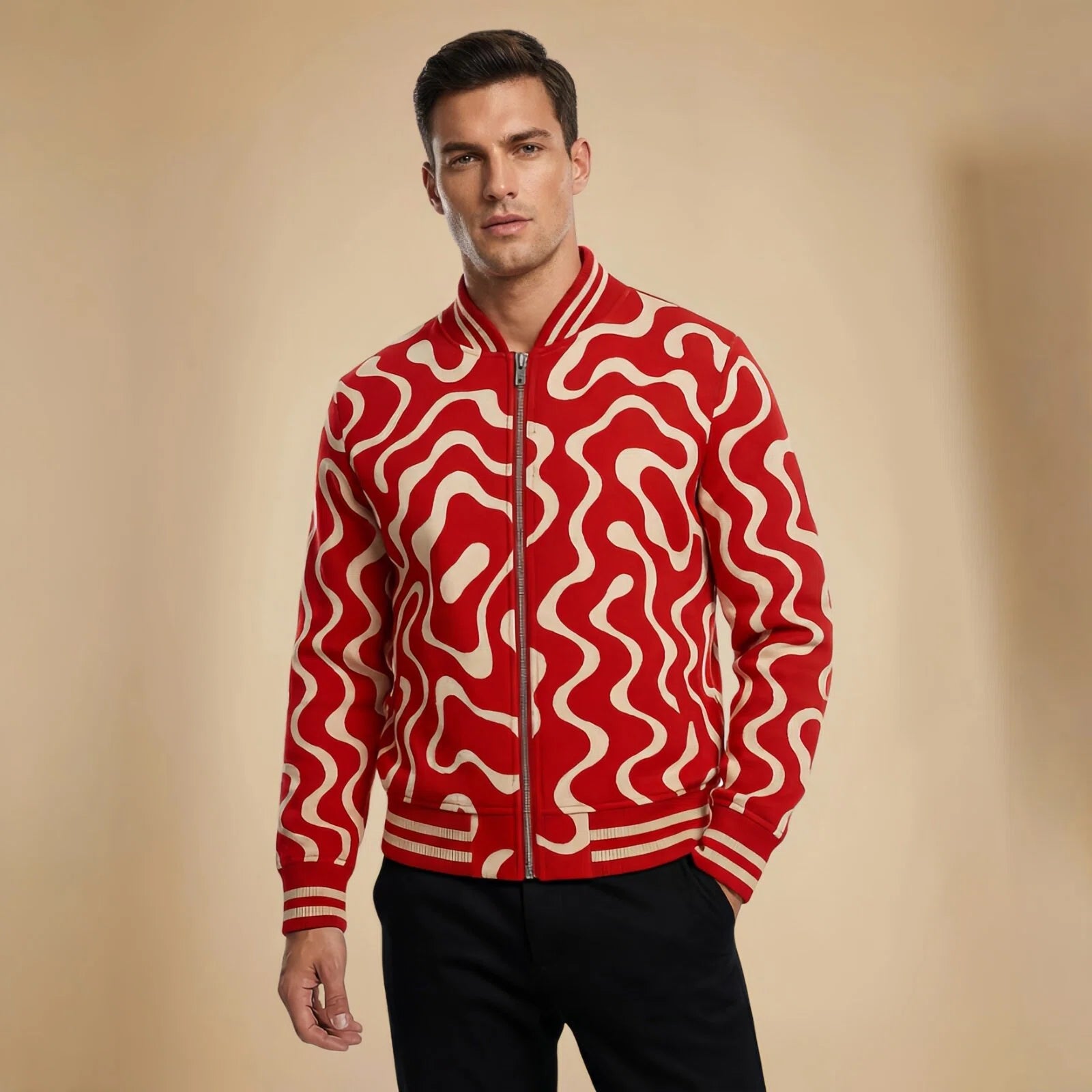 Waveform Zip — Graphic Sports Jacket in Technical Knit