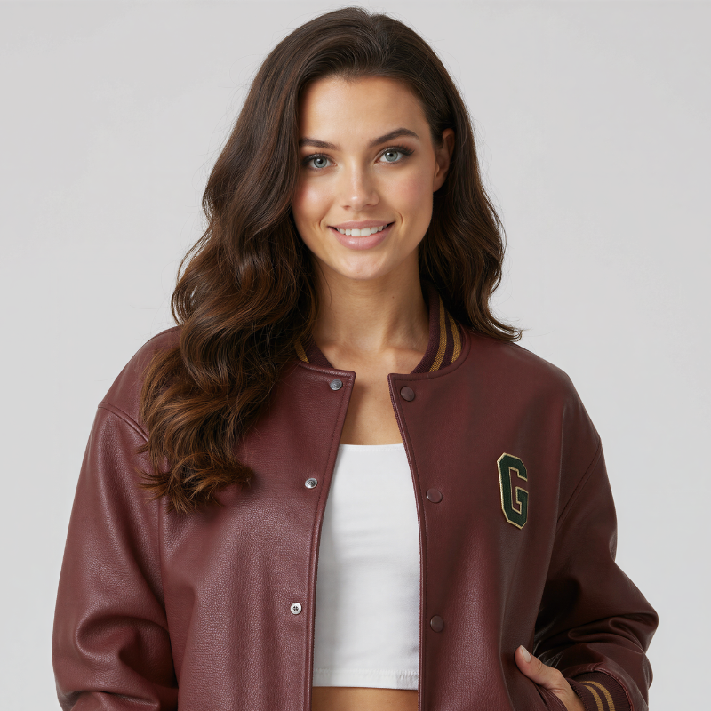 GoMovelive "Burgundy Heritage" Nappa Varsity Jacket – Timeless Luxury