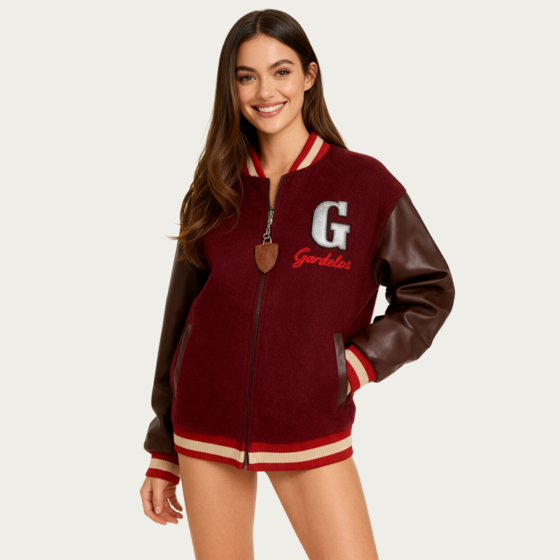 « Gardelos Legacy » – Veste universitaire en cuir et mesh technique