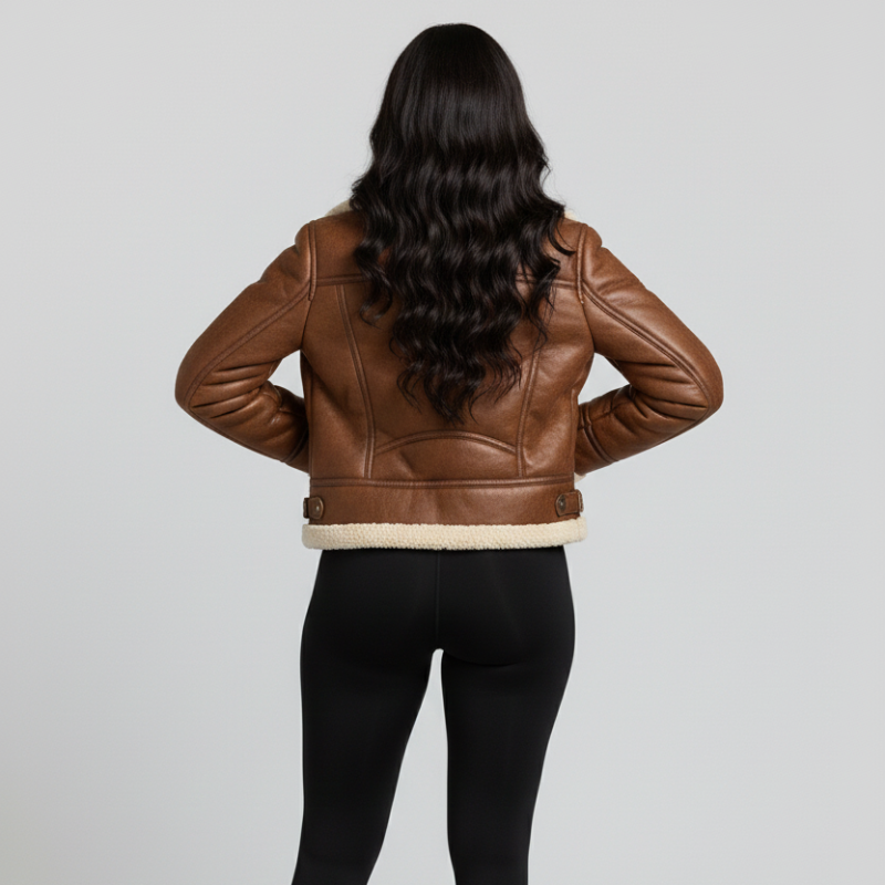 “Skyburn Heritage” – Aviator in pelle scamosciata con shearling