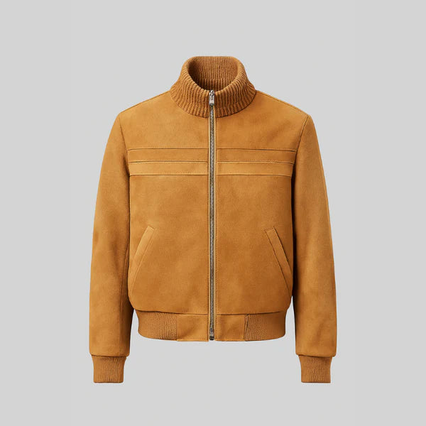 Giacca Bomber in Suede di Alta Qualità