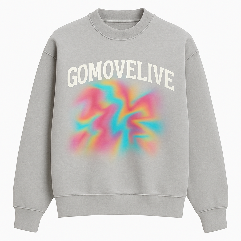 GOMOVELIVE Vibes – Technical Sweatshirt with Tie-Dye Graphic